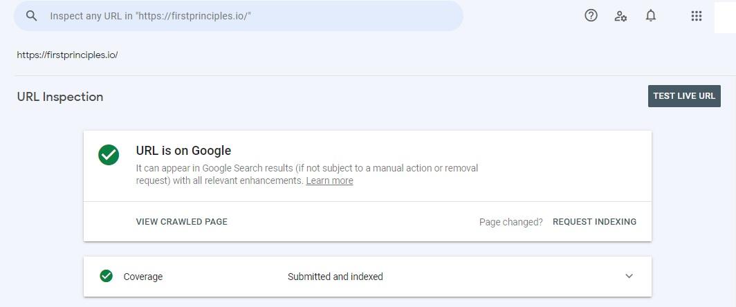 search console URL inspection tool